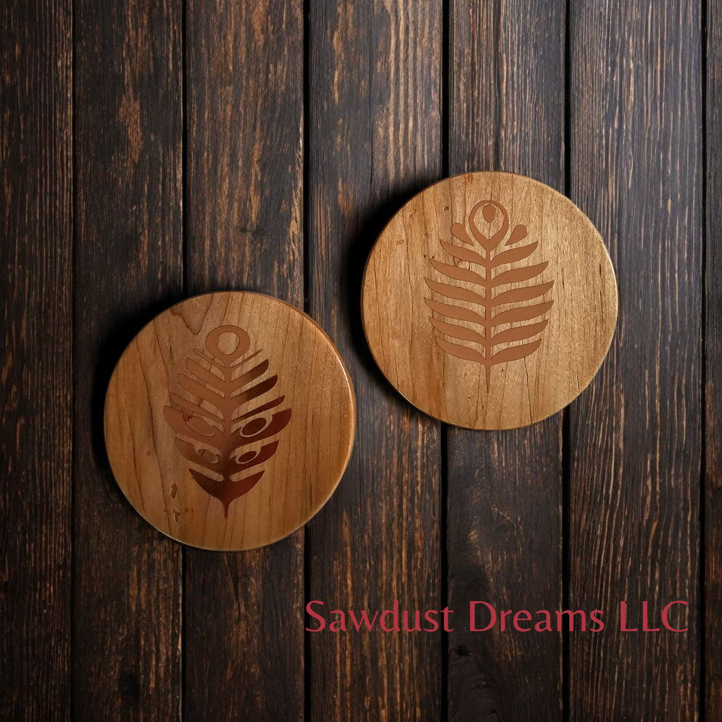 Maple Rose Gold Leaf Coasters Set of Two