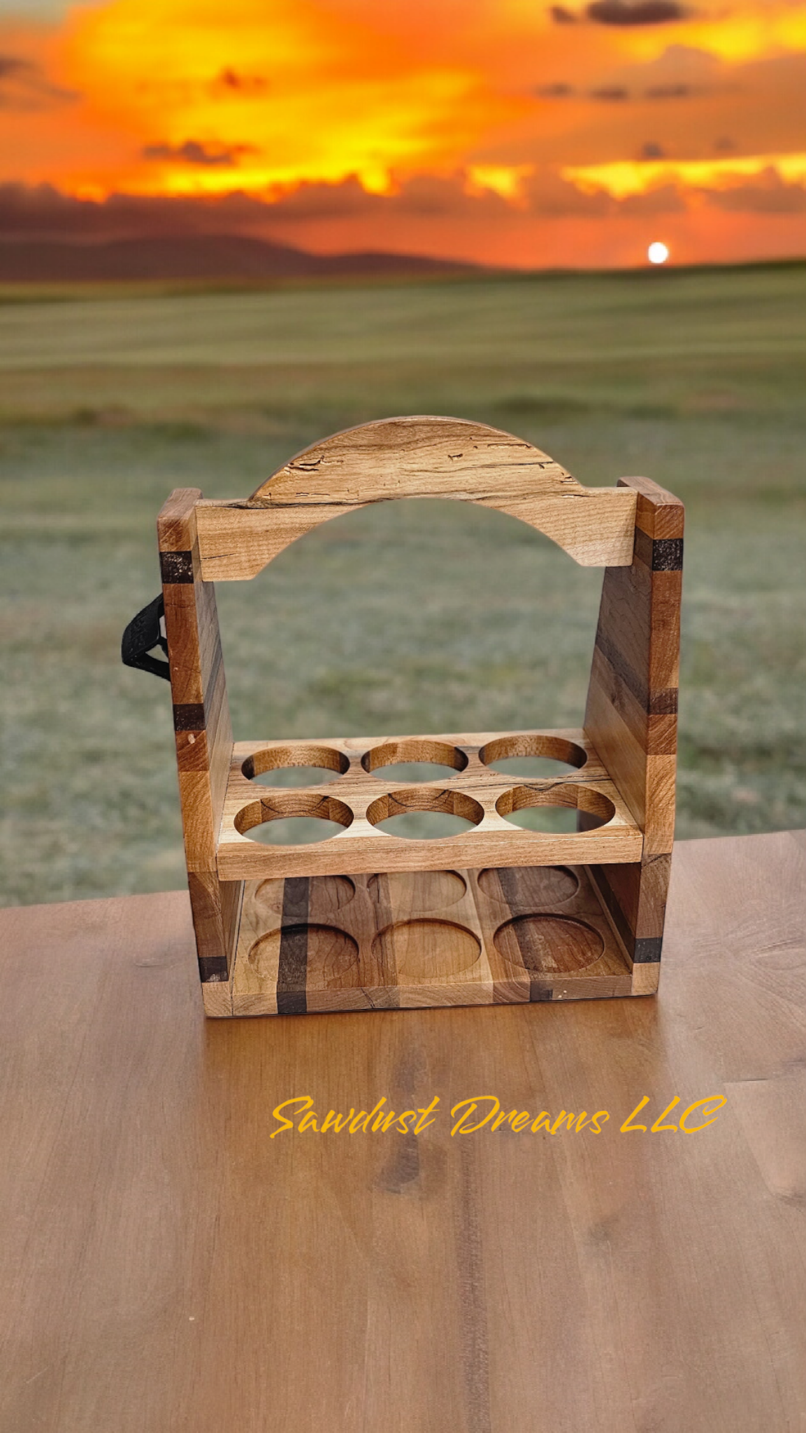 Wood Beverage Caddy with Bottle Opener