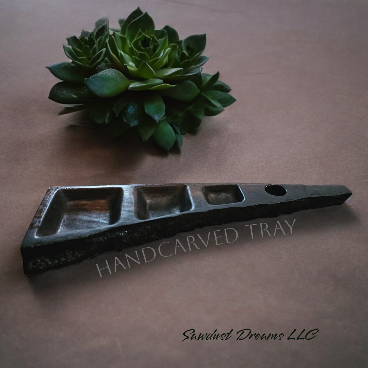 Handcarved Black Walnut Live Edge Tray