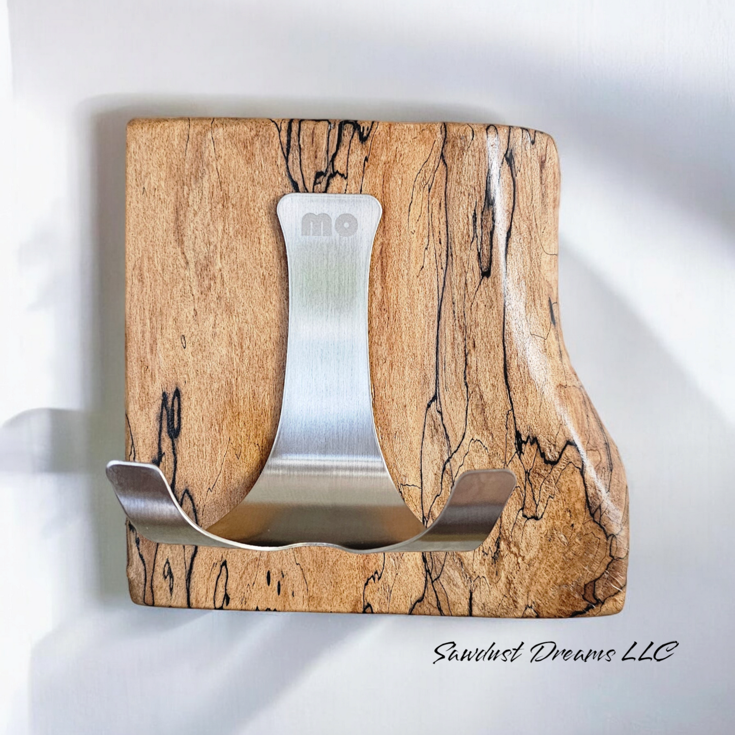 Spalted Maple Live Edge Wall-Mounted Phone Holder