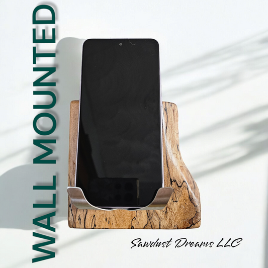 Spalted Maple Live Edge Wall-Mounted Phone Holder