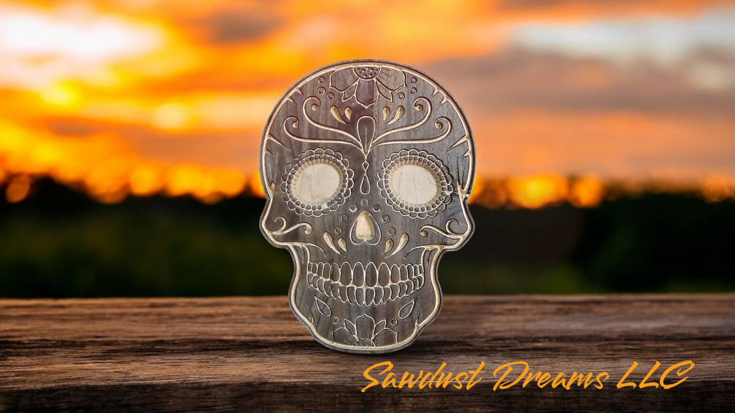 Day of the Dead Skull Maple and Walnut