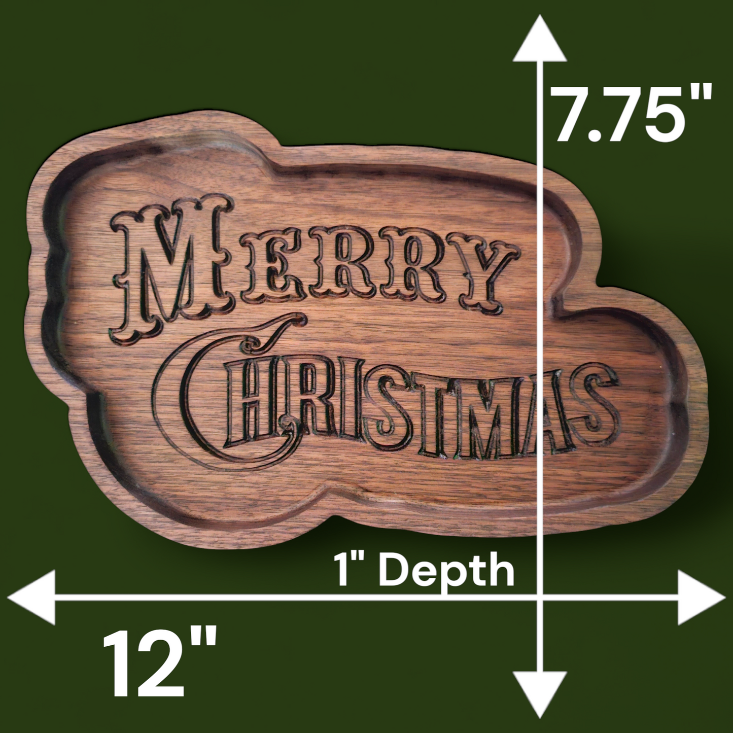 Walnut Merry Christmas Tray