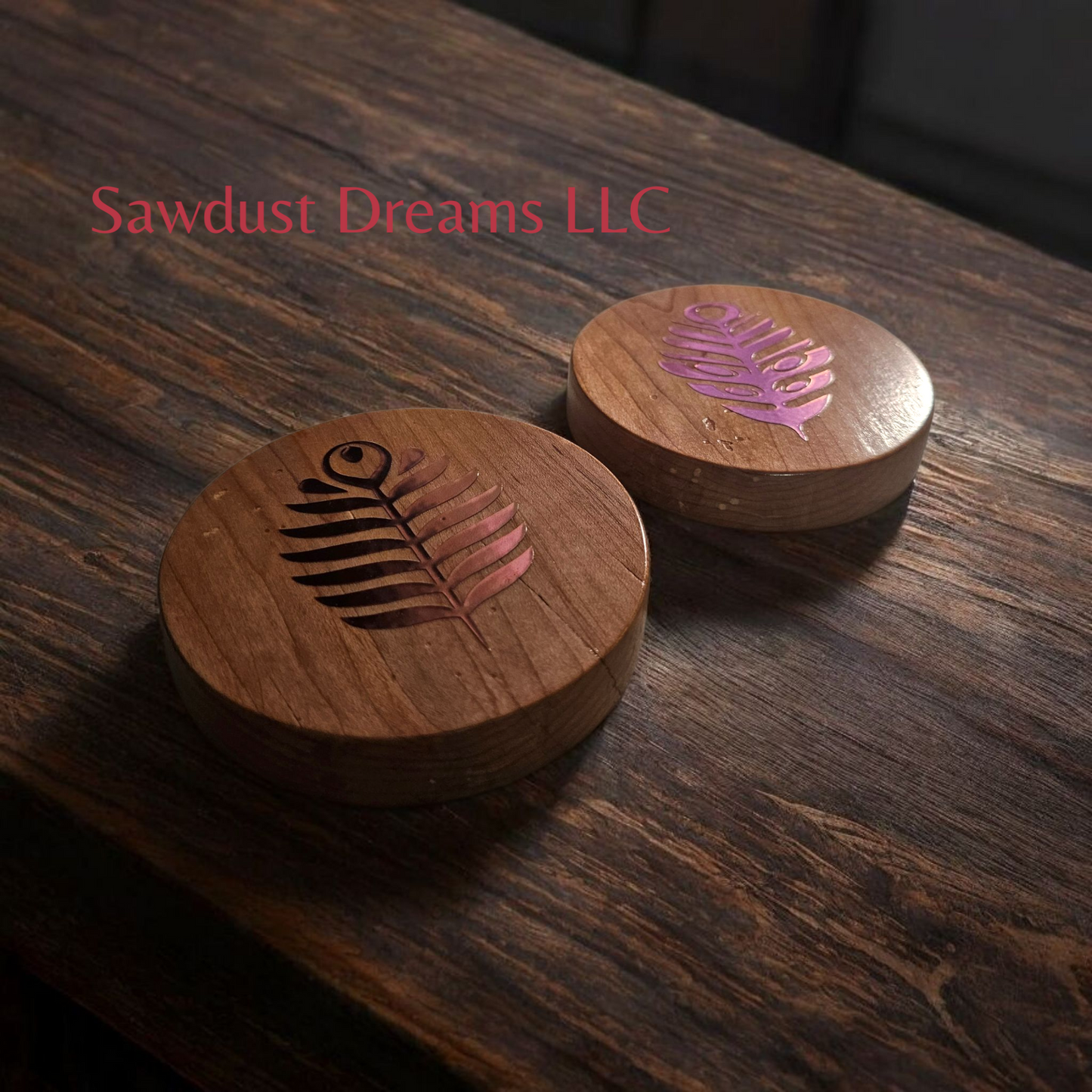 Maple Rose Gold Leaf Coasters Set of Two