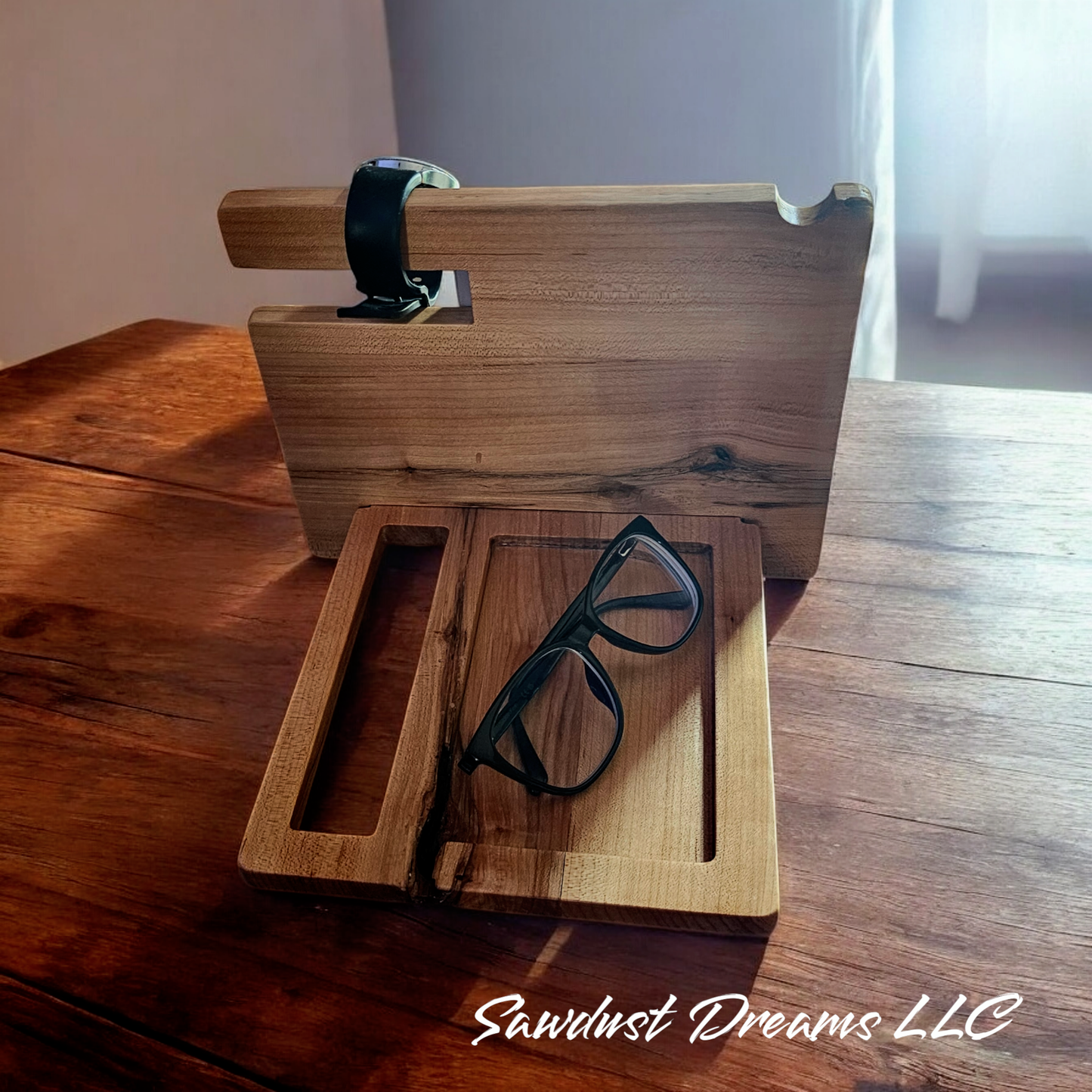 Maple Bedside Device Organizer with Charging Port