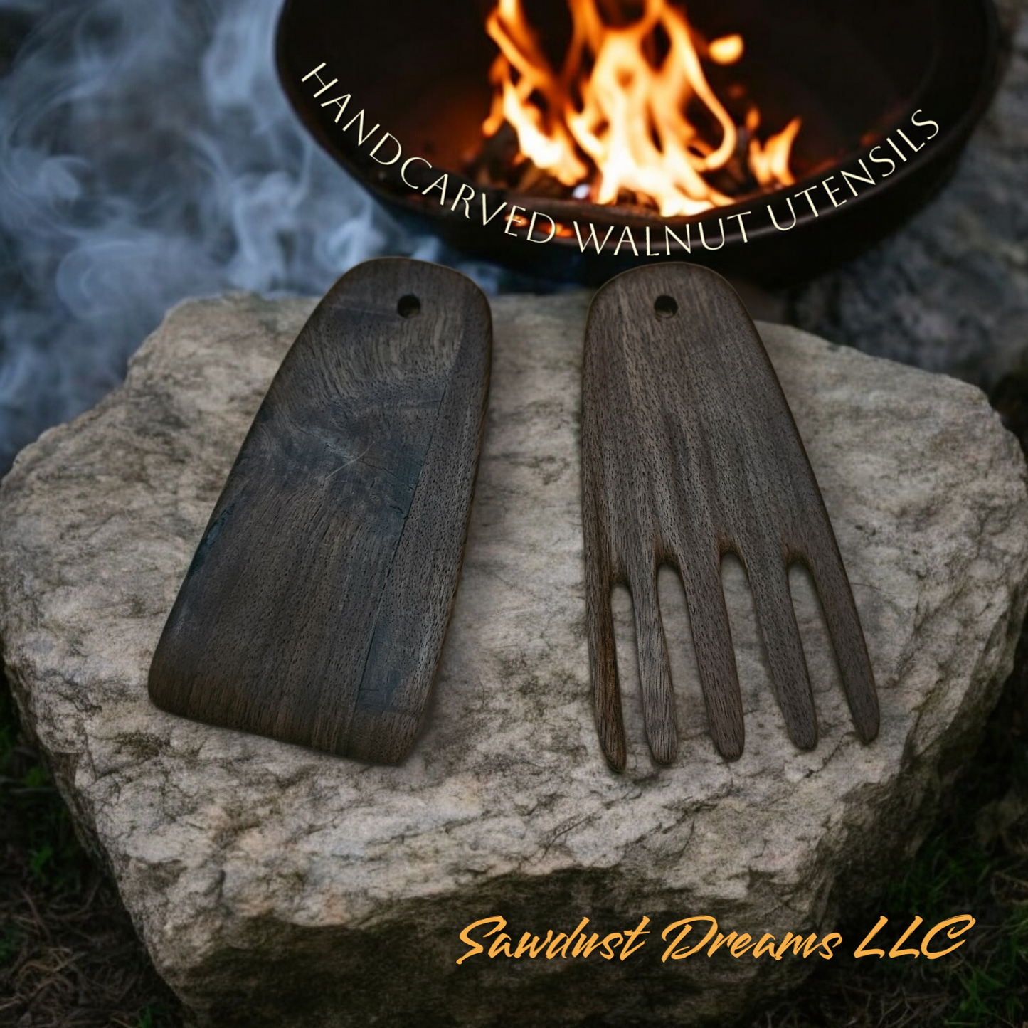 Handcarved Walnut Utensils